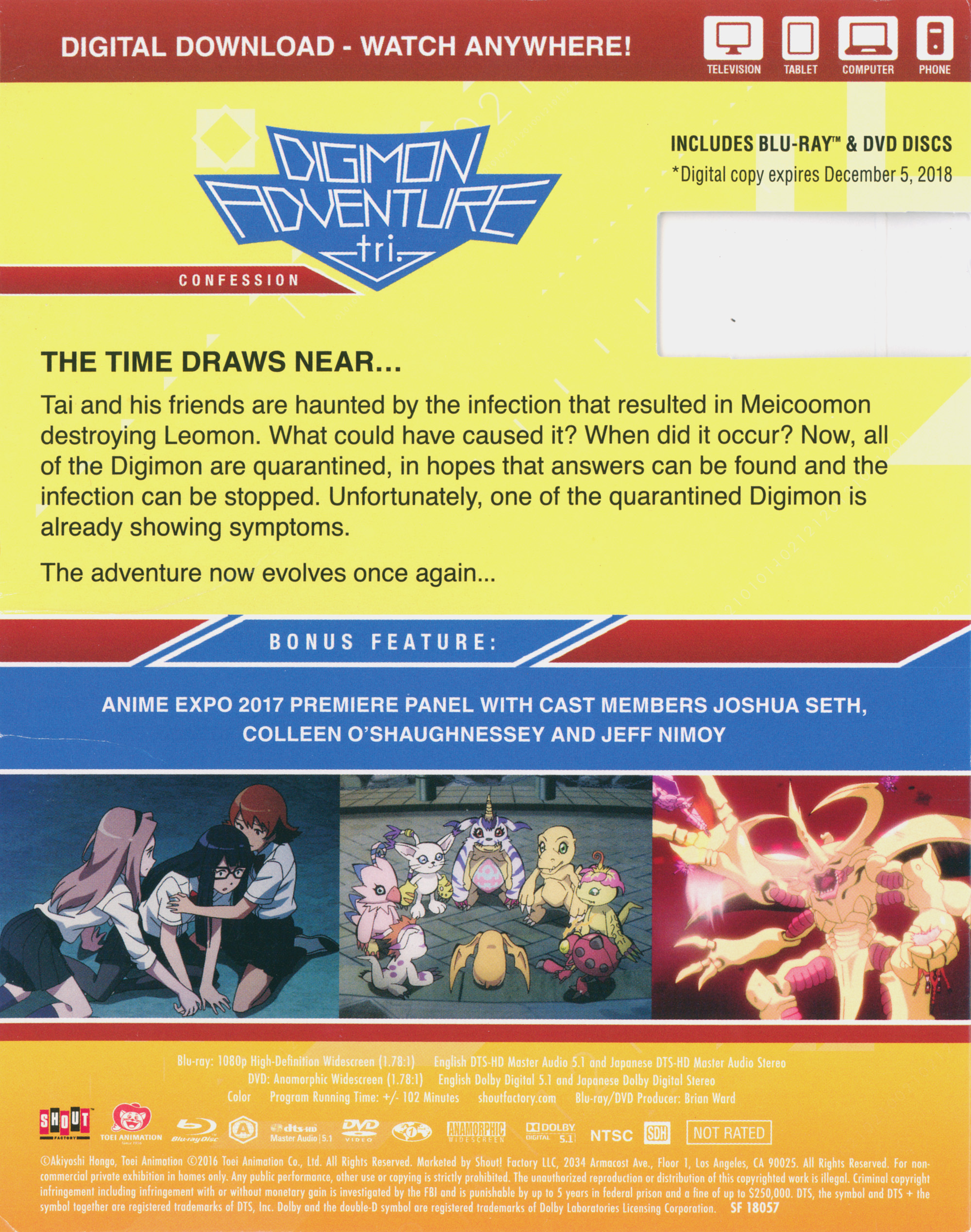 DVD DIGIMON ADVENTURE TRI THE MOVIE 2 : KETSUI English SUB All Reg +Tracking